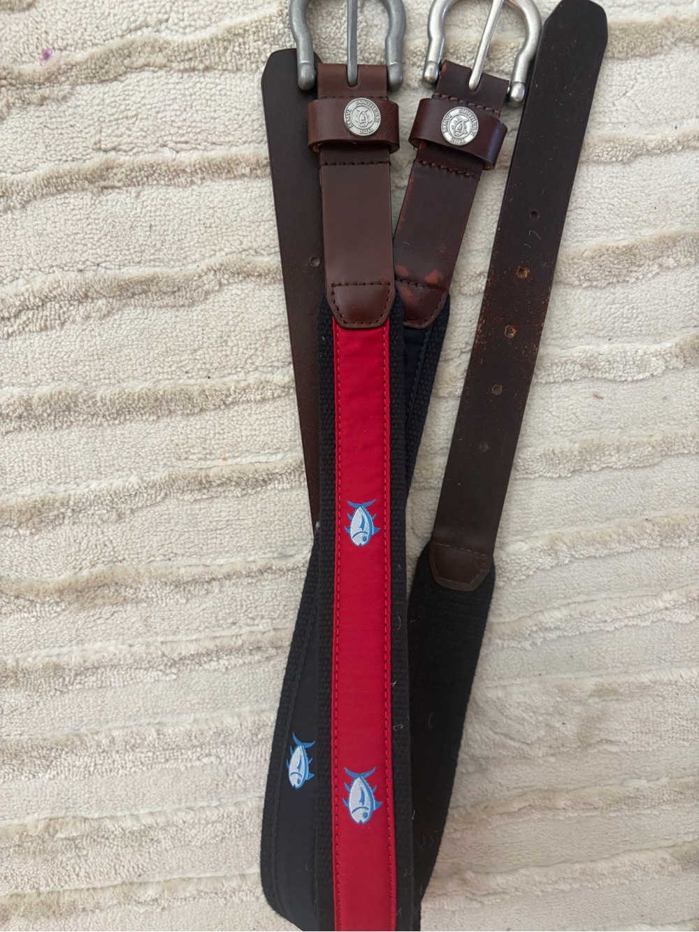 Men's  boys Red & Black Fish Embroidered belts size 28